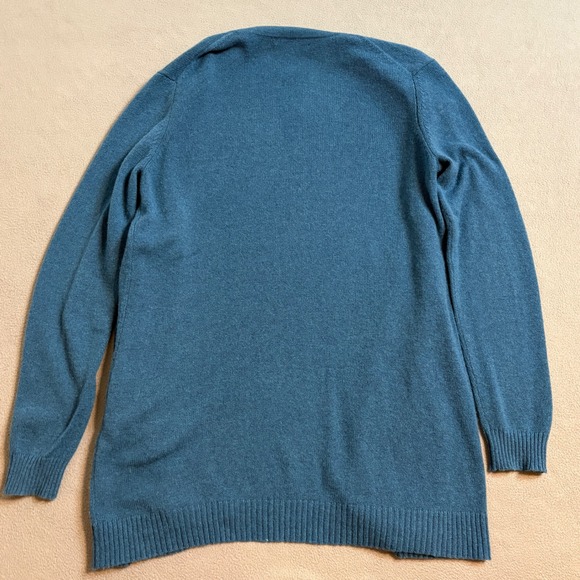 Charter Club 100% Cashmere Open Front Cardigan Teal Blue Womens Medium 2-Ply - Picture 3 of 9
